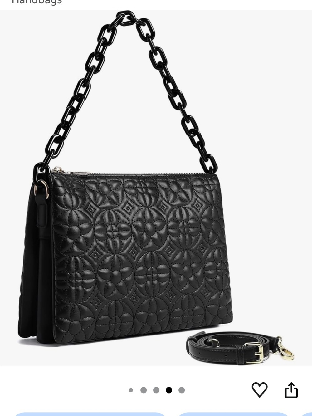 Quilted Black Shoulder Bag with Chain Handle